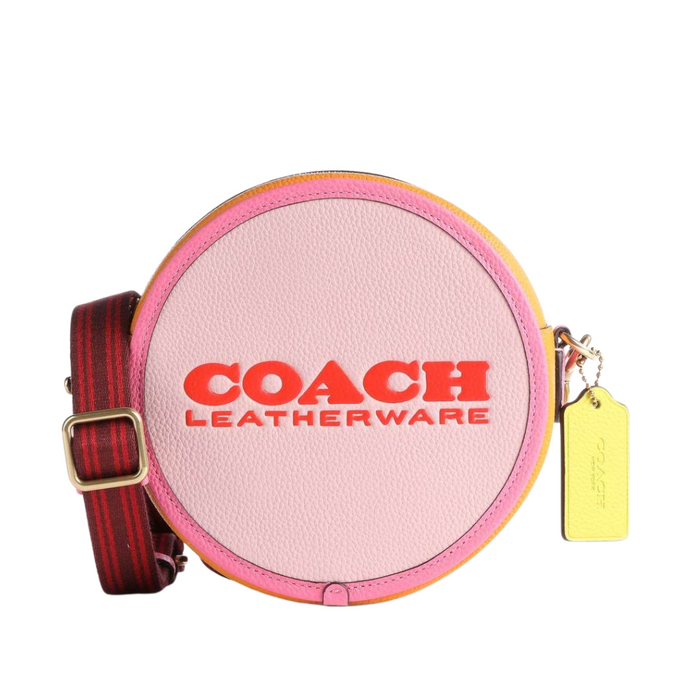 COACH Kia Circle Bag In Colorblock-Pink/Orange