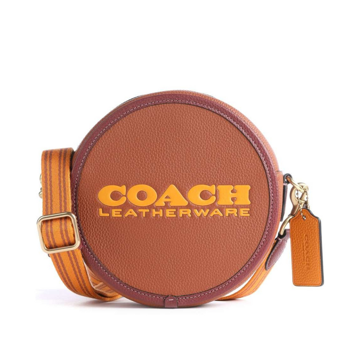 COACH Kia Circle Bag In Colorblock-Brown/Orange